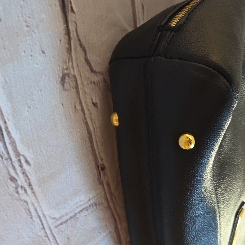 Joy & Iman Black Satchel with Gold Details - Picture 2 of 9